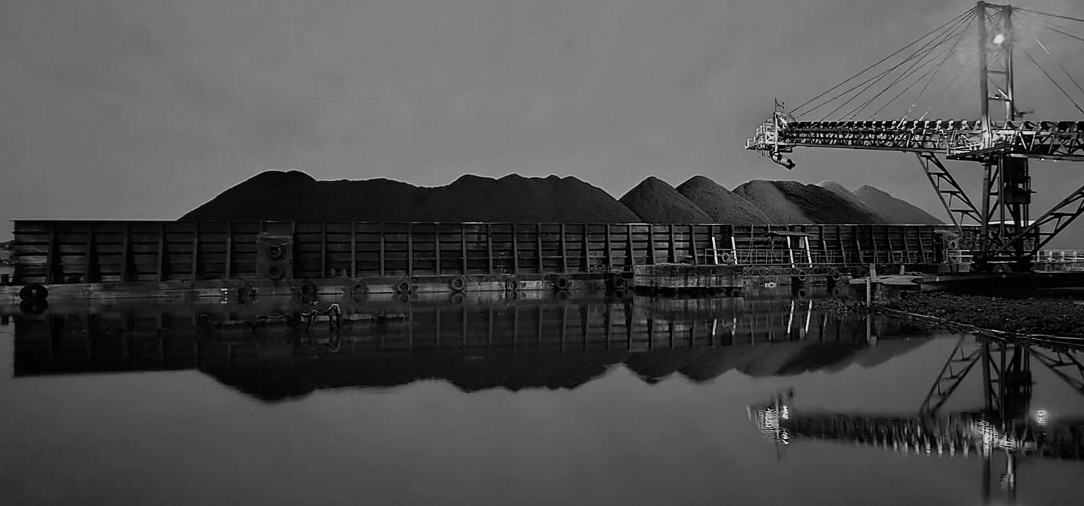 Coal barge loading operation